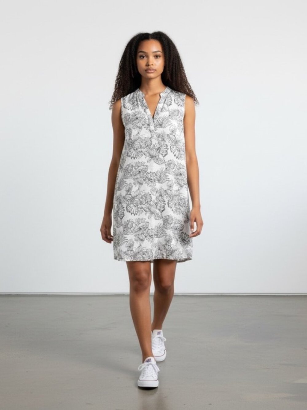 Anthropologie Maeve Lucy & Laurel White Monstera Printed Linen Blend Dress US L
